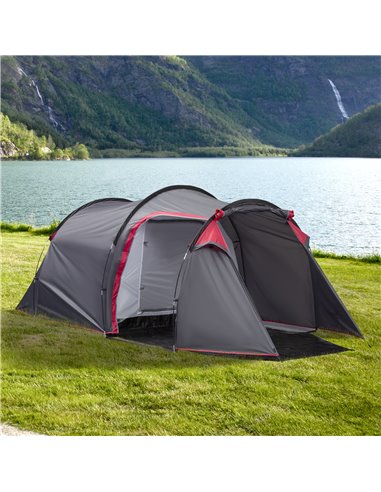 Outsunny Camping Dome Tent 2 Room for 3-4 Person with Weatherproof Screen Room Vestibule Backpacking Tent Lightweight for Fishin