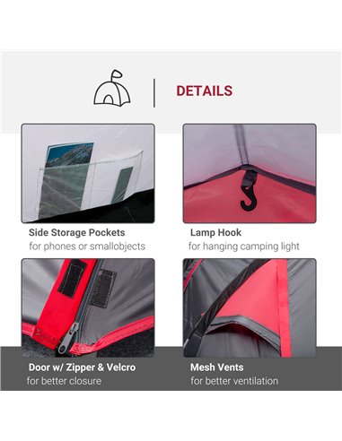 Outsunny Camping Dome Tent 2 Room for 3-4 Person with Weatherproof Screen Room Vestibule Backpacking Tent Lightweight for Fishin