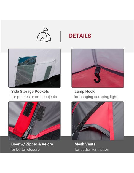 Outsunny Camping Dome Tent 2 Room for 3-4 Person with Weatherproof Screen Room Vestibule Backpacking Tent Lightweight for Fishin - pic 64806 | FastDaddyshop