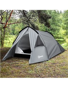 Outsunny Camping Dome Tent Double Layer Backpacking Tent, Grey A20-171 2
