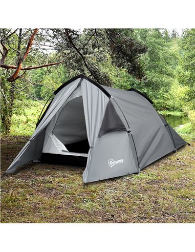 Outsunny Camping Dome Tent Double Layer Backpacking Tent Large for 1-2 Person with Weatherproof Vestibule Windows Lightweight fo
