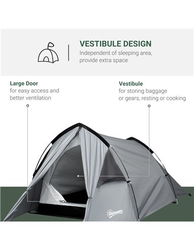 Outsunny Camping Dome Tent Double Layer Backpacking Tent Large for 1-2 Person with Weatherproof Vestibule Windows Lightweight fo