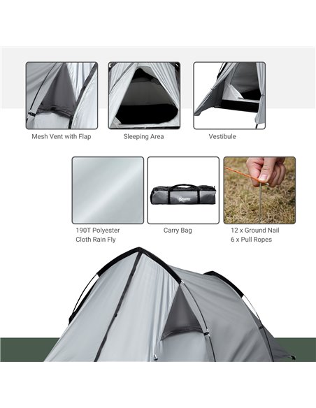 Outsunny Camping Dome Tent Double Layer Backpacking Tent Large for 1-2 Person with Weatherproof Vestibule Windows Lightweight fo - pic 64816 | FastDaddyshop