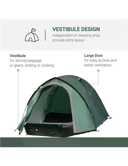 Outsunny Camping Dome Tent 2 Room for 3-4 Person with Weatherproof Vestibule Backpacking Tent Large Windows Lightweight for Fish - pic 64823 | FastDaddyshop