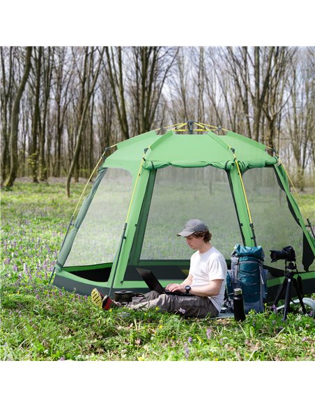 Outsunny 6 Person Pop Up Camping Tent, 2-Tier Design Backpacking Tent with 4 Windows 2 Doors Portable Carry Bag for Fishing Hiki - pic 64830 | FastDaddyshop