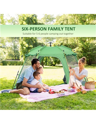 Outsunny 6 Person Pop Up Camping Tent, 2-Tier Design Backpacking Tent with 4 Windows 2 Doors Portable Carry Bag for Fishing Hiki