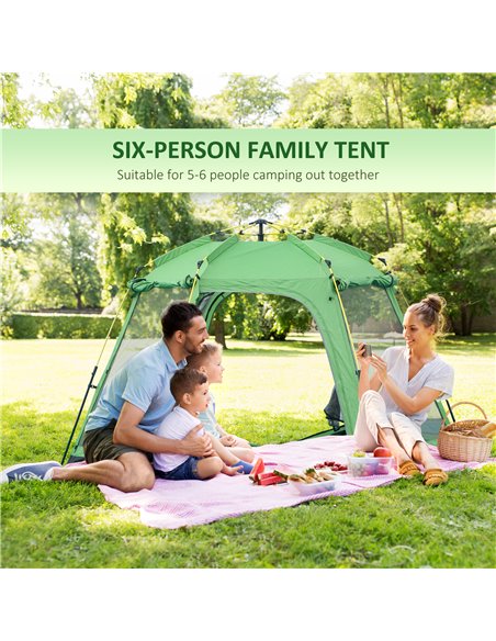 Outsunny 6 Person Pop Up Camping Tent, 2-Tier Design Backpacking Tent with 4 Windows 2 Doors Portable Carry Bag for Fishing Hiki - pic 64832 | FastDaddyshop