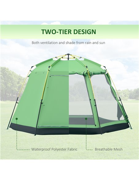 Outsunny 6 Person Pop Up Camping Tent, 2-Tier Design Backpacking Tent with 4 Windows 2 Doors Portable Carry Bag for Fishing Hiki - pic 64835 | FastDaddyshop