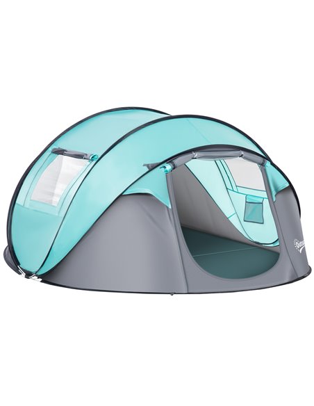 Outsunny 4 Person Pop Up Camping Tent, Tiffany Blue A20-261 - pic 64847 | FastDaddyshop