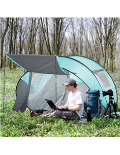 Outsunny 4 Person Pop Up Camping Tent, Tiffany Blue A20-261 2
