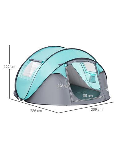 Outsunny 4 Person Pop Up Camping Tent with Vestibule Weatherproof Cover, Instant Backpacking Tent w/ Carry Bag for Fishing Hikin