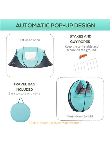 Outsunny 4 Person Pop Up Camping Tent with Vestibule Weatherproof Cover, Instant Backpacking Tent w/ Carry Bag for Fishing Hikin