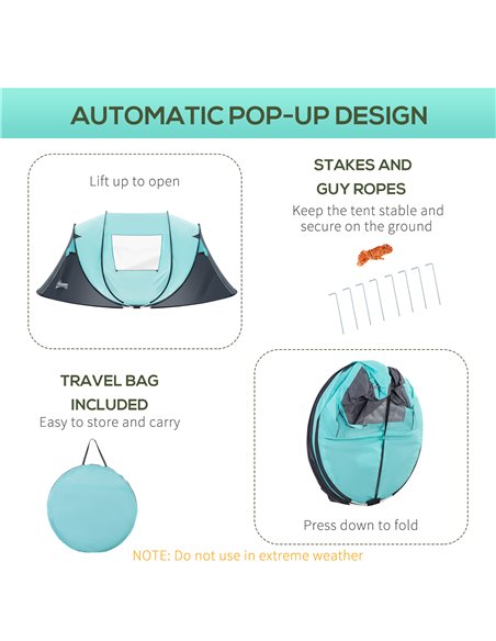 Outsunny 4 Person Pop Up Camping Tent with Vestibule Weatherproof Cover, Instant Backpacking Tent w/ Carry Bag for Fishing Hikin - pic 64851 | FastDaddyshop