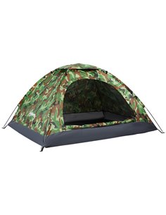 Outsunny Camouflage Camping Tent for 2 Persons, Portable Tent with Zip Doors, Storage Pocket, Multicoloured A20-260MX