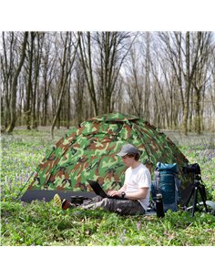 Outsunny Camouflage Camping Tent for 2 Persons, Portable Tent with Zip Doors, Storage Pocket, Multicoloured A20-260MX 2