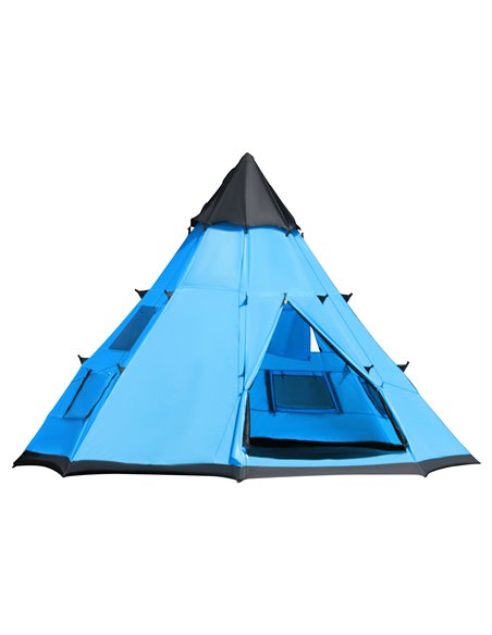 Outsunny 6 Men Tipi Tent, Camping Teepee Family Tent, Blue A20-136BK - pic 64874 | FastDaddyshop