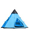 Outsunny 6 Men Tipi Tent, Camping Teepee Family Tent, Blue A20-136BK
