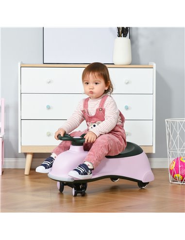 HOMCOM Ride on Wiggle Car w/LED Flashing Wheels, Swing Car, No Batteries, Gears or Pedals - Twist, Wiggle Movement to Steer, for
