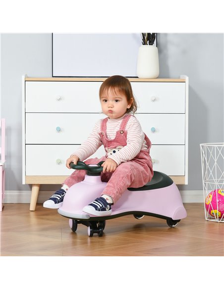 HOMCOM Ride on Wiggle Car w/LED Flashing Wheels, Swing Car, No Batteries, Gears or Pedals - Twist, Wiggle Movement to Steer, for - pic 6488 | FastDaddyshop