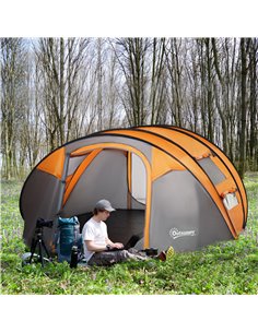 Outsunny 4-5 Person Pop-up Camping Tent, Orange-Grey A20-169OG 2