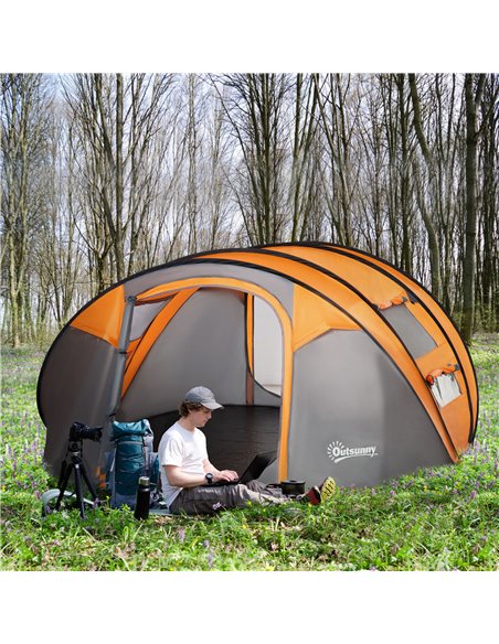 Outsunny 4-5 Person Pop-up Camping Tent Waterproof Family Tent w/ 2 Mesh Windows & PVC Windows Portable Carry Bag for Outdoor Tr - pic 64884 | FastDaddyshop