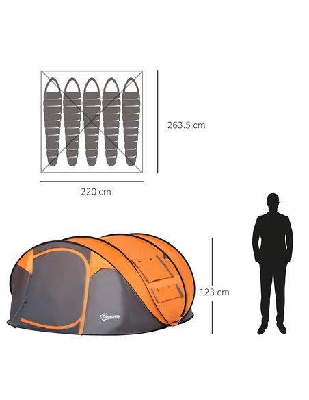 Outsunny 4-5 Person Pop-up Camping Tent Waterproof Family Tent w/ 2 Mesh Windows & PVC Windows Portable Carry Bag for Outdoor Tr - pic 64885 | FastDaddyshop