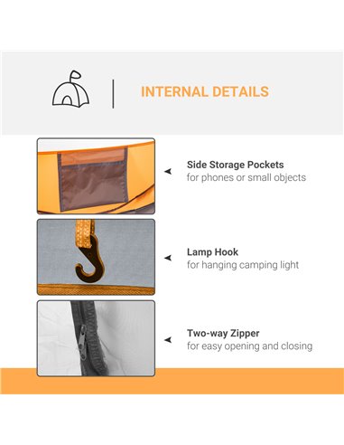 Outsunny 4-5 Person Pop-up Camping Tent Waterproof Family Tent w/ 2 Mesh Windows & PVC Windows Portable Carry Bag for Outdoor Tr