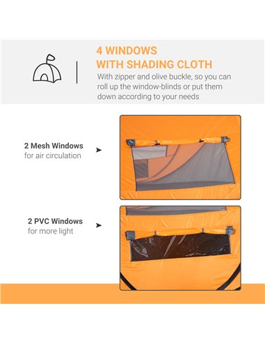 Outsunny 4-5 Person Pop-up Camping Tent Waterproof Family Tent w/ 2 Mesh Windows & PVC Windows Portable Carry Bag for Outdoor Tr