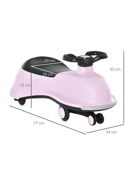 HOMCOM Ride on Wiggle Car w/LED Flashing Wheels, Swing Car, No Batteries, Gears or Pedals - Twist, Wiggle Movement to Steer, for - pic 6489 | FastDaddyshop