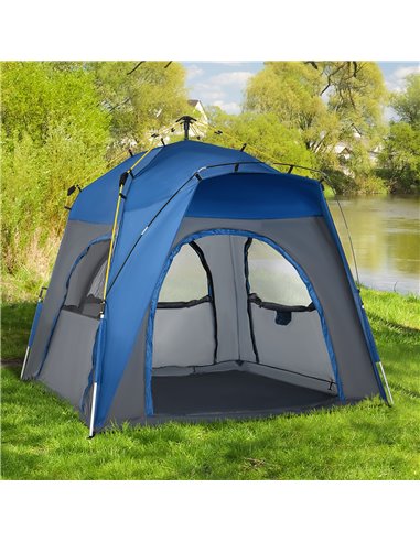Outsunny 4 Person Automatic Camping Tent, Outdoor Pop Up Tent, Portable Backpacking Dome Shelter, Grey A20-054GY