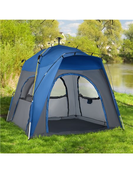 Outsunny 4 Person Automatic Camping Tent, Outdoor Pop Up Tent, Portable Backpacking Dome Shelter, Grey A20-054GY - pic 64902 | FastDaddyshop