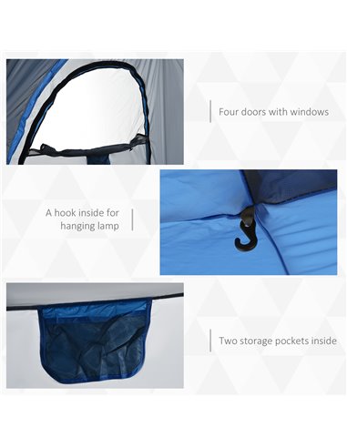 Outsunny 4 Person Automatic Camping Tent, Outdoor Pop Up Tent, Portable Backpacking Dome Shelter, Grey A20-054GY