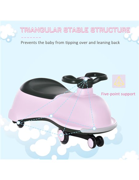 HOMCOM Ride on Wiggle Car w/LED Flashing Wheels, Swing Car, No Batteries, Gears or Pedals - Twist, Wiggle Movement to Steer, for - pic 6491 | FastDaddyshop