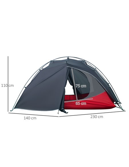 Outsunny Camping Tent, Compact 2 Man Dome Tent, Waterproof Lightweight Outdoor Tent with Double Layer Doors, Dark Grey A20-265CG - pic 64912 | FastDaddyshop