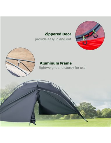 Outsunny Camping Tent, Compact 2 Man Dome Tent, Waterproof Lightweight Outdoor Tent with Double Layer Doors, Dark Grey A20-265CG