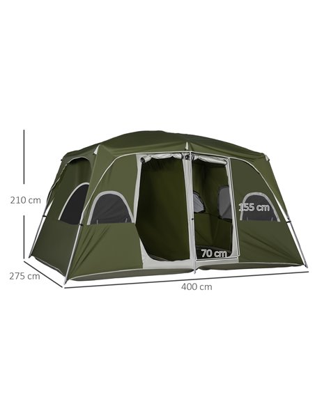 Outsunny Camping Tent, Family Tent 4-8 Person 2 Room, with Large Mesh Windows, Easy Set Up for Backpacking Hiking Outdoor, Green - pic 64921 | FastDaddyshop
