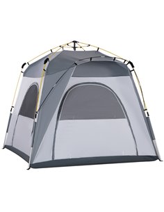 Outsunny 4 Person Automatic Camping Tent, Outdoor Pop Up Tent, Portable Backpacking Dome Shelter, Light Grey A20-054LG