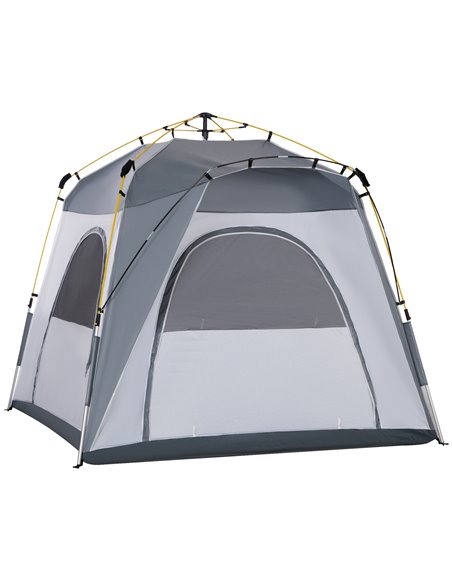 Outsunny 4 Person Automatic Camping Tent, Outdoor Pop Up Tent, Portable Backpacking Dome Shelter, Light Grey A20-054LG - pic 64928 | FastDaddyshop