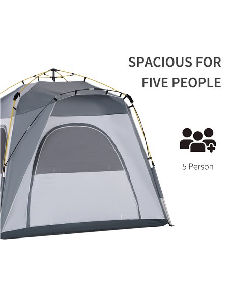Outsunny 4 Person Automatic Camping Tent, Outdoor Pop Up Tent, Portable Backpacking Dome Shelter, Light Grey A20-054LG - pic 64931 | FastDaddyshop