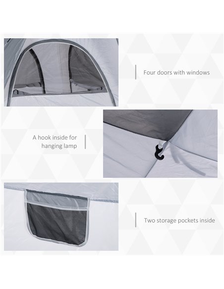 Outsunny 4 Person Automatic Camping Tent, Outdoor Pop Up Tent, Portable Backpacking Dome Shelter, Light Grey A20-054LG - pic 64933 | FastDaddyshop