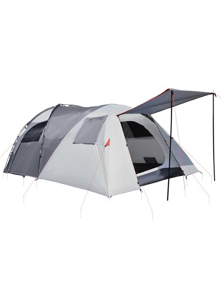 Outsunny 4-5 Man Outdoor Two Rooms Tunnel Tent, Grey A20-300V00CG - pic 64937 | FastDaddyshop