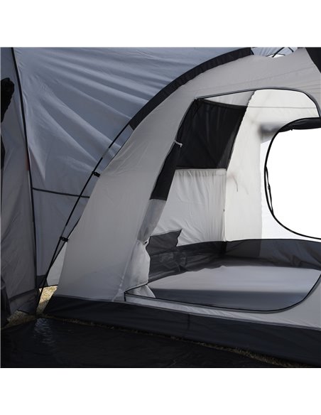 Outsunny 4-5 Man Outdoor Tunnel Tent, Two Room Camping Tent with Portable Mat, Sewn-In Floor Breathable Mesh Windows for Fishing - pic 64945 | FastDaddyshop