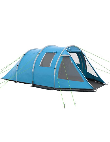Outsunny 3-4 Man Two Rooms Tunnel Camping Tent, Blue A20-285V00BU - pic 64946 | FastDaddyshop