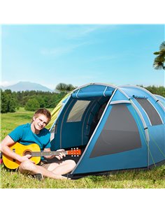 Outsunny 3-4 Man Two Rooms Tunnel Camping Tent, Blue A20-285V00BU 2