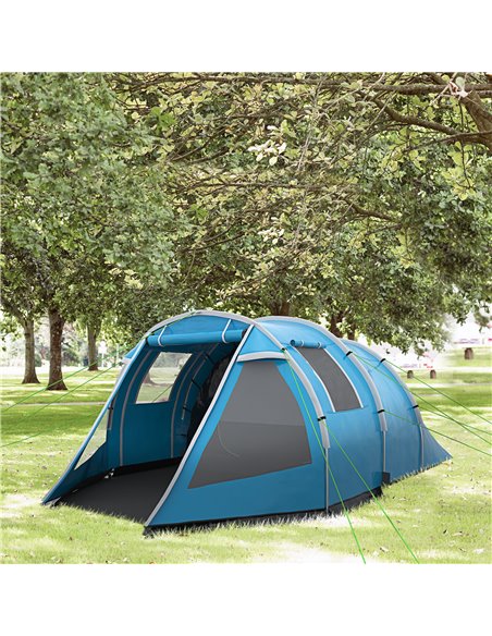 Outsunny 3-4 Man Tunnel Tent, Two Room Camping Tent with Windows and Covers, Portable Carry Bag, for Fishing, Hiking, Sports, Fe - pic 64949 | FastDaddyshop