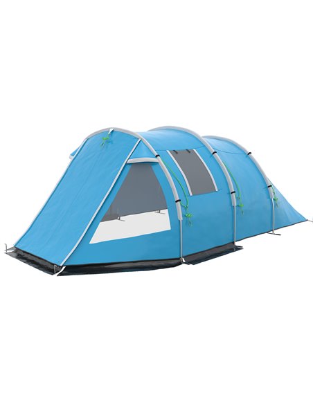 Outsunny 3-4 Man Tunnel Tent, Two Room Camping Tent with Windows and Covers, Portable Carry Bag, for Fishing, Hiking, Sports, Fe - pic 64950 | FastDaddyshop