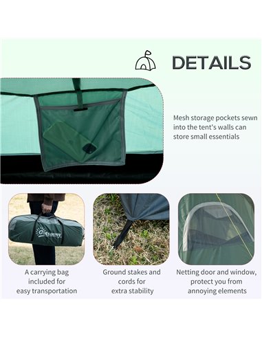 Outsunny 5-6 Man Dome Camping Tent Hiking Shelter UV Protection 3000mm Water Resistant Tunnel Tent - Dark Green A20-132V00DG