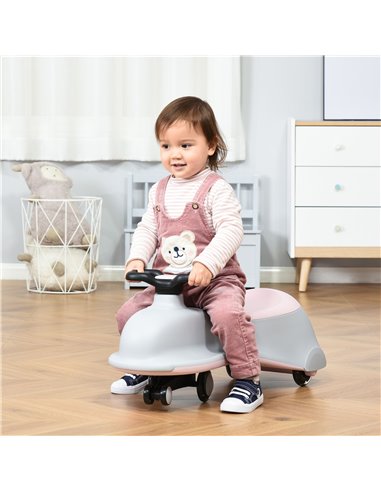 HOMCOM Ride on Wiggle Car Dolphin Shaped w/LED Flashing Wheels, No Batteries, Gears or Pedals-Wiggle Movement to Steer, for 18-7