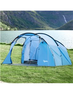 Outsunny 2-3 Man Tunnel Camping Tent with Vestibule, Sky Blue A20-173V00BU 2