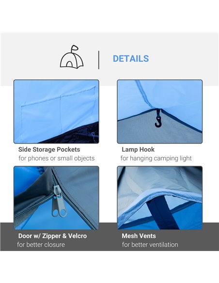 Outsunny 2-3 Man Tunnel Tents w/ Vestibule Camping Tent Porch Air Vents Rainfly Weather-Resistant Shelter Fishing Hiking Festiva - pic 64965 | FastDaddyshop